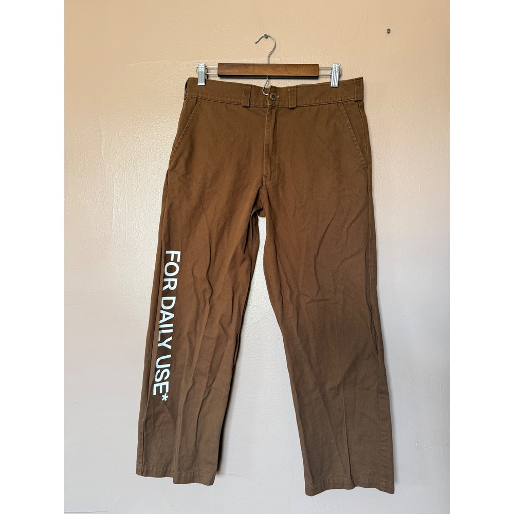 Bricks & Wood Small Brown For Daily Use Cotton Canvas Straight Leg Pants Graphic